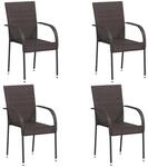 vidaXL Stapelbare Gartenst&uuml;hle 4 Stk Poly Rattan Braun 310083