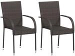 vidaXL Stapelbare Gartenst&uuml;hle 2 Stk Poly Rattan Braun 44237