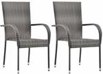 vidaXL Gartenst&uuml;hle Stapelbar 2 Stk Grau Poly Rattan 46464