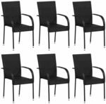 vidaXL Stapelbare Gartenst&uuml;hle 6 Stk Poly Rattan Schwarz 310087