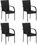 vidaXL Stapelbare Gartenst&uuml;hle 4 Stk Poly Rattan Schwarz 310084
