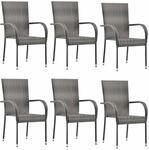 vidaXL Gartenst&uuml;hle Stapelbar 6 Stk Grau Poly Rattan 310088