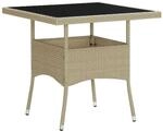 vidaXL Garten-Esstisch Beige Poly Rattan und Glas 310551