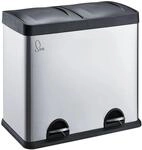Svita T2X24 M&uuml;lleimer Edelstahl Papierkorb Abfalleimer M&uuml;lltrennung 48L Silber