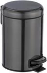 Wenko Kosmetik-Treteimer Leman Metallic-Schwarz 3, Edelstahl