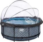 EXIT Stone Pool Grau &Oslash;360x122cm m. Sandfilterpumpe u. Abdeckung