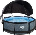 EXIT Stone Pool Grau &oslash; 244 x 76 cm m. Filterpump u. Sonnensegel