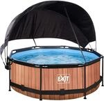 EXIT Wood Pool Braun &oslash; 244 x 76 cm m. Filterpump u. Sonnensegel