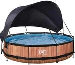 EXIT Wood Pool Braun &oslash; 360 x 76 cm m. Filterpumpe u. Sonnensegel