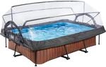 EXIT Wood Pool Braun 220 x 150 x 65 cm m. Filterpumpe u. Abdeckung