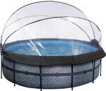 EXIT Stone Pool Grau &oslash; 427 x 122 cm m. Sandfilterpumpe u. Abdeckung