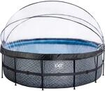 EXIT Stone Pool Grau &Oslash;450x122cm m. Sandfilterpumpe u. Abdeckung u. W&auml;rmepumpe