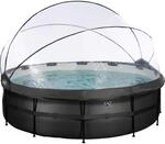 Exit Black Leather Pool Schwarz &oslash; 450 x 122 cm m. Sandfilterpumpe u. Abdeckung