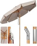 Sekey Sonnenschirm Holz Rund 300cm Knickbar Balkonschirm Gartenschirm Marktschirm