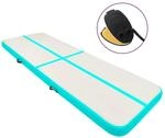 vidaXL Aufblasbare Gymnastikmatte mit Pumpe 400x100x20 cm PVC Gr&uuml;n 92681