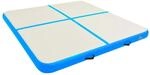 vidaXL Aufblasbare Gymnastikmatte mit Pumpe 200x200x10 cm PVC Blau 92695
