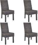 vidaXL Esszimmerst&uuml;hle 4 Stk Braun Kubu Rattan und Mangoholz 275467