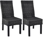 vidaXL Esszimmerst&uuml;hle 2 Stk Schwarz Kubu-Rattan und Mahagoniholz 246656