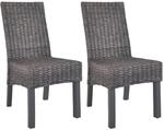vidaXL Esszimmerst&uuml;hle 2 Stk Braun Kubu-Rattan und Mahagoniholz 246655