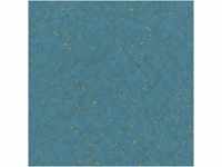 Bricoflor Vintage Tapete in Blau Gold Used Look Vliestapete mit Vinyl Struktur...