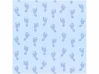 Bricoflor Babyzimmer Tapete in Hellblau Fußabdrücke Tapete mit Babyfüßen Ideal