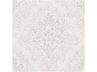 Bricoflor Vintage Tapete Weiß Grau Hellgraue Vliestapete mit Ornament aus Vinyl