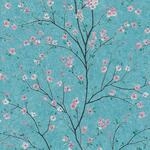 Bricoflor Japanische Vliestapete Hellblau Rosa Florale Tapete mit Kirschbl&uuml;ten f&uuml;r