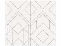 Bricoflor Geometrische Tapete Weiß Silber Vlies Mustertapete Der 20er Jahre für