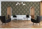 Livingwalls Tapete Barockmuster Dunkelgr&uuml;n und Gold 53 cm x 10,05 m AS-379011