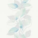 Bricoflor Bl&auml;tter Tapete in Grau und Blau Wei&szlig;e Aquarell Tapete mit Bl&auml;ttermuster