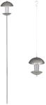 Relaxdays Vogelfutterspender mit Stab Kunststoff Edelstahl Silber Transparent