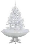 vidaXL Schneiender Weihnachtsbaum mit Schirmfu&szlig; Wei&szlig; 140 cm