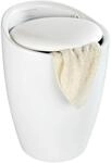 Wenko Hocker Candy White Matt mit W&auml;schesack Kunststoff (ABS) 36 x 50.5 x 36 cm