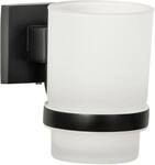 Fackelmann Glas mit Halter New York Schwarz