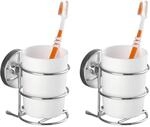 Wenko Vacuum-Loc Zahnputzbecher Milazzo Chrom 2er Set 11,5 cm x 7,5 cm x 9,5 cm