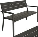 Tectake Aluminium Gartenbank Line 2 Sitzer Wetterfest 128 x 59 x 88 cm Dunkelgrau