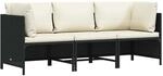 vidaXL 3-Sitzer-Gartensofa mit Auflagen Schwarz Poly Rattan 313513
