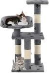 vidaXL Katzen-Kratzbaum mit Sisal-S&auml;ulen 65 cm Pfoten-Aufdruck Grau