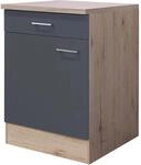 Flex-Well Exclusiv K&uuml;chen-Unterschrank Morena 60cm Basaltgrau-San Remo Eiche