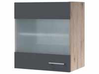 Flex-Well Exclusiv Glas-Oberschrank Morena 50cm Basaltgrau matt - San Remo Eiche