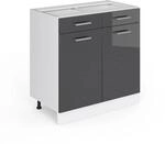 Vicco K&uuml;chenunterschrank R-Line Anthrazit Hochglanz/Wei&szlig; 80 cm ohne Arbeitsplatte