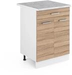 Vicco K&uuml;chenunterschrank R-Line Sonoma 60 cm mit Schublade AP Marmor