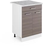 Vicco K&uuml;chenunterschrank R-Line Edelgrau 60 cm mit Schublade AP Marmor