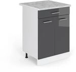 Vicco K&uuml;chenunterschrank R-Line Anthrazit Hochglanz/Wei&szlig; 60 cm mit Schublade...