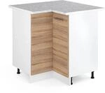 Vicco Eckunterschrank R-Line K&uuml;chen Eckschrank Sonoma/Wei&szlig; 76 cm AP Marmor