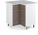 Vicco Eckunterschrank R-Line K&uuml;chen Eckschrank Grau/Wei&szlig; 76 cm AP Marmor