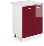 Vicco K&uuml;chenunterschrank R-Line Bordeaux Hochglanz/Wei&szlig; 60 cm AP Marmor