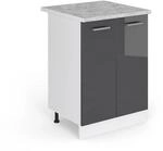 Vicco K&uuml;chenunterschrank R-Line Anthrazit Hochglanz/Wei&szlig; 60 cm AP Marmor