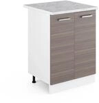 Vicco K&uuml;chenunterschrank R-Line K&uuml;chenkommode Grau/Wei&szlig; 60 cm AP Marmor