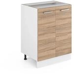 Vicco K&uuml;chenunterschrank R-Line K&uuml;chenkommode Sonoma/Wei&szlig; 60 cm ohne...